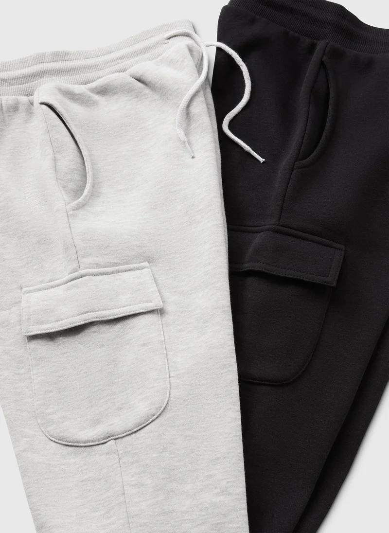 Matalan 2 Pack Boys Black/Grey Jogging Bottoms