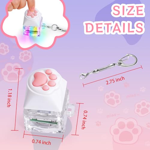COZYMATE Keyboard Fidget Toys for Adults Keyboard Clicker with LED Light Keychain Fidget Sensory Fun Toys for Anxiety Decompression (Catpaw, 1P) - Image 2