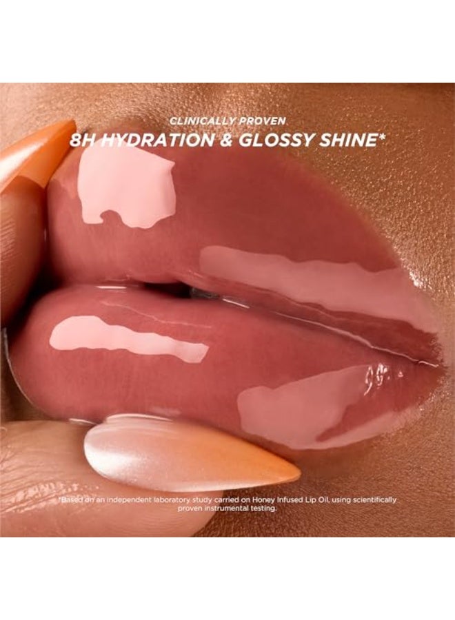 Gisou Honey Infused Hydrating Lip Oil, Nourishing Lip Moisturizer for Dry Lips (Bee-llini Peach)-8ml - Image 2