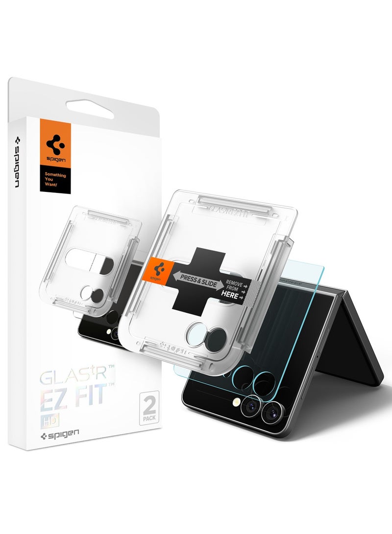 Spigen GLAStR EZ-Fit HD Samsung Galaxy Flip 7 Screen Protector Tempered Glass for outer Front Screen - [2 PACK] - Image 1