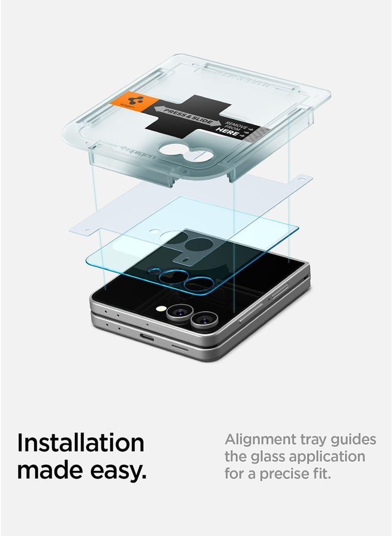 Spigen GLAStR EZ-Fit HD Samsung Galaxy Flip 7 Screen Protector Tempered Glass for outer Front Screen - [2 PACK] - Image 3