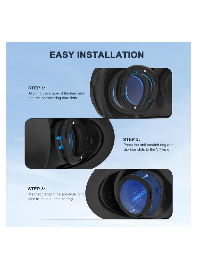 Lens Protector Cover Kit for Meta Quest 3, Protector Accessories Compatible with Oculus Quest 3, Glasses Spacer Anti-Scratch Ring with Blue Light Blocking Glasses for Meta Quest 3 - Image 5