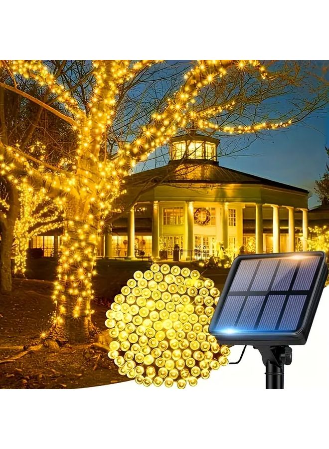 أضواء سلسلة شمسية دافئة اللون 200 LED مع 8 أوضاع IPX4 للاستخدام الخارجي في الحديقة والشرفة والسور - Image 1