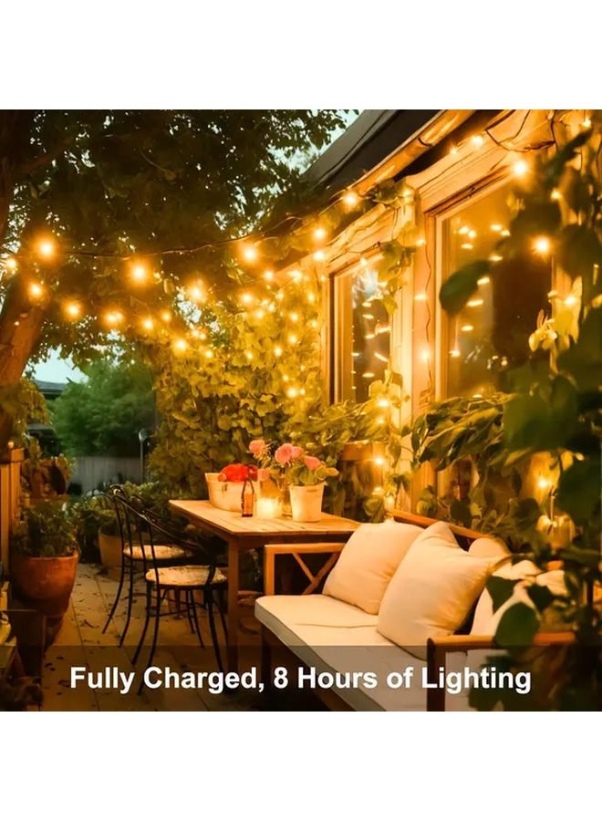 أضواء سلسلة شمسية دافئة اللون 200 LED مع 8 أوضاع IPX4 للاستخدام الخارجي في الحديقة والشرفة والسور - Image 2