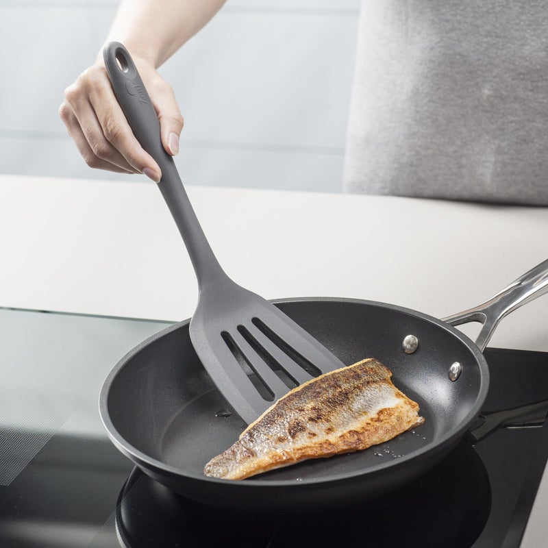 zeal Zeal Silicone Non-Stick Slotted Fish Slice/Cooking Turner (30cm) -Dark Grey - Image 2
