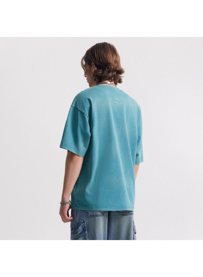 Cabbeen Men's Clothing Colorful Washed Print Round Neck Short Sleeve T-shirt Summer New Arrival Mall Same Style - Image 3
