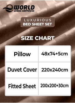 Eworld 4-Piece Luxury King Size Brown Striped Bedding Set Includes 1 Duvet Cover (220x240cm), 1 Fitted Bed Sheet (200x200+30cm), and 2 Pillow Cases (48x74+5cm) for Ultimate Hotel-Inspired Sophistication  - Image 2