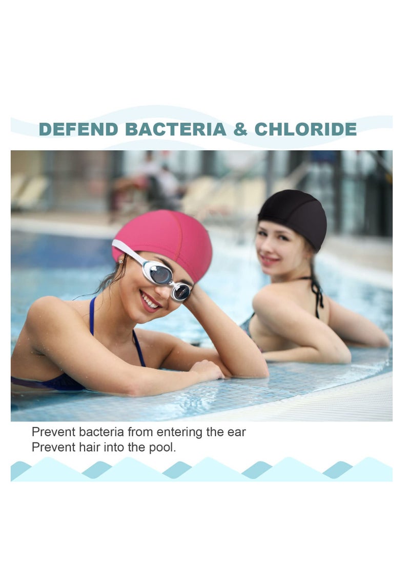 Excefore 3 Pieces Swimming Caps Comfortable Fabric Swimming Hat Premium Quality Stretchable Unisex Polyester Cloth Swimming Cap Lightweight Bathing Caps for Water Sports 3 Colors  - Image 5