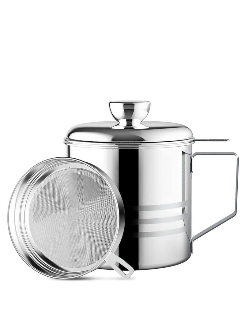 GMORO 1.2L Oil Strainer Container, Stainless Steel Kitchen Cooking Storage Pot Grease Keeper with Detachable Fine Mesh Filter  - Image 1