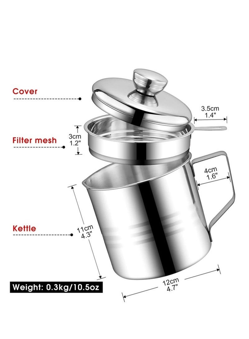 GMORO 1.2L Oil Strainer Container, Stainless Steel Kitchen Cooking Storage Pot Grease Keeper with Detachable Fine Mesh Filter  - Image 5