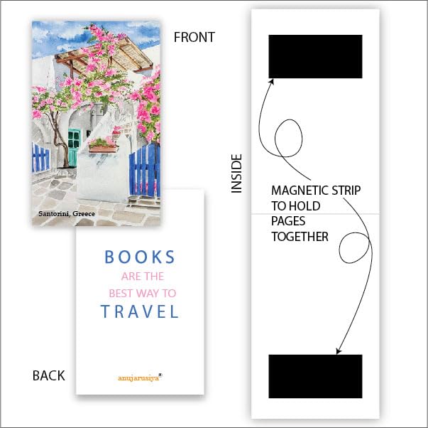 anujarusiya Magnetic Bookmarks Set of 5 | Beautiful Homes Illustrations | Motivational Quotes at The Back | 2.25" X3.8" - Image 2