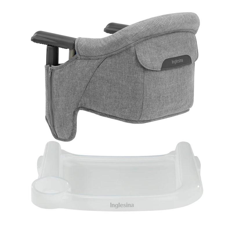 Inglesina Inglesina Fast Table Chair Stone Gray Melange Fast Dining Tray Portable Baby High Chair for Babies Toddlers up to 37 lbs Fits Tables 08 to 35 Thick Compact Travel Bag Included
