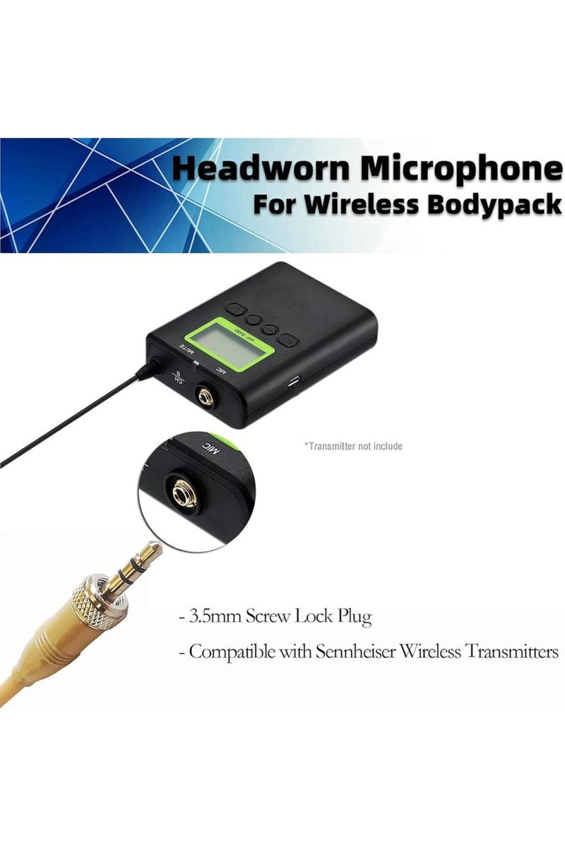 erorex Beige Microphone Headset Headworn Earset Over Ear Hanging Mic for Sennheiser Wireless System Bodypac - Image 3