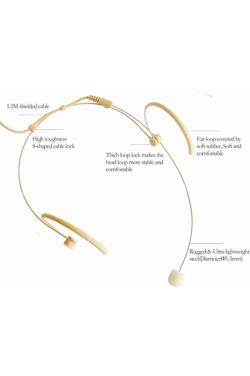 erorex Beige Microphone Headset Headworn Earset Over Ear Hanging Mic for Sennheiser Wireless System Bodypac - Image 4