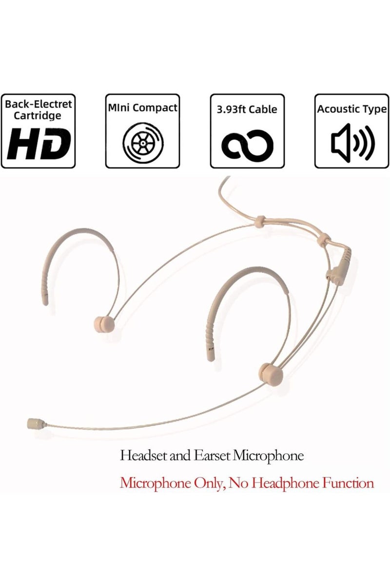 erorex Beige Microphone Headset Headworn Earset Over Ear Hanging Mic for Sennheiser Wireless System Bodypac - Image 2