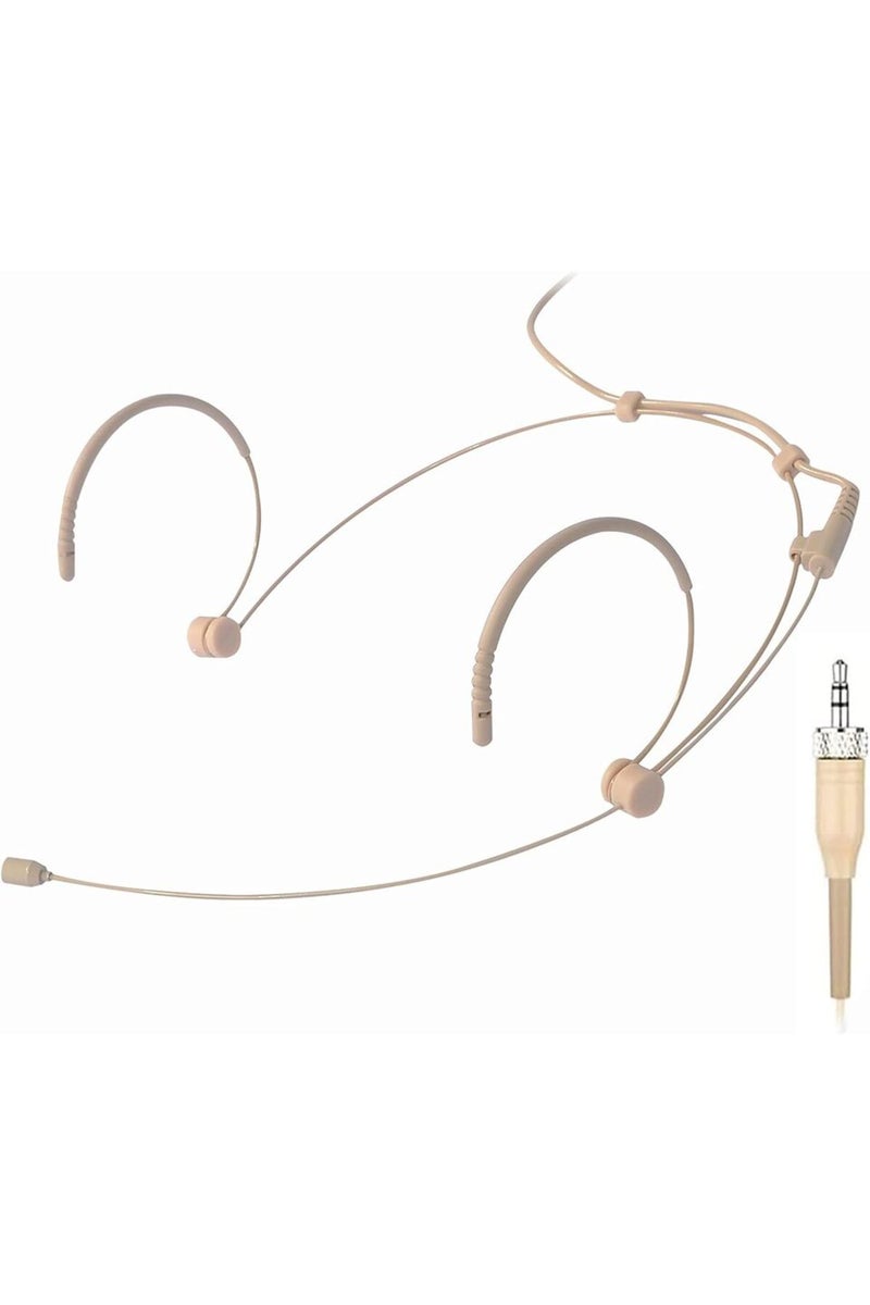 erorex Beige Microphone Headset Headworn Earset Over Ear Hanging Mic for Sennheiser Wireless System Bodypac - Image 1