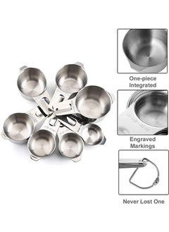 LENND Measuring Cups and Spoons Set of 15, Durable Single Stainless Steel 6 Measuring Cups and 6 Measuring Spoons with 2 D Rings and Magnetic Measurement Conversion Chart  - Image 4