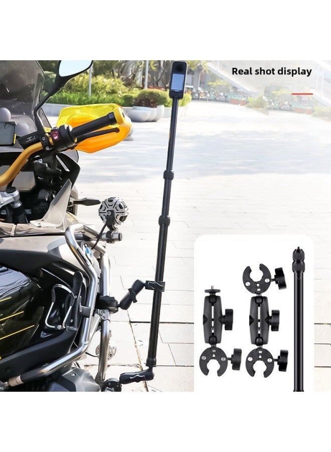 Suitable For Insta3603 Sports Camera Motorcycle Riding Bracket X4/x3 Invisible Selfie Stick Strong Clamp Frame-Color:Double Head Clamp Double Head Clamp 1.1 M Selfie Stick - Image 3