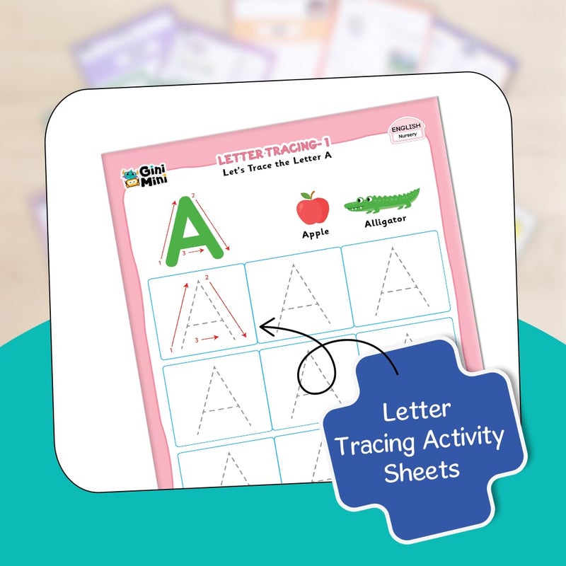 GiniMini 300 Nursery Worksheets for 2 3 4 5 6 Years, Fun Learning Activities, Return & Birthday Gifts for Boys, Girls (English, Maths, Science, & EVS) - Image 3