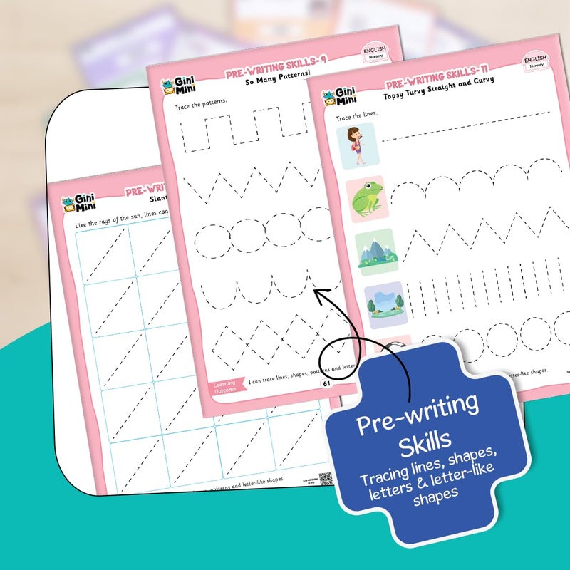 GiniMini 300 Nursery Worksheets for 2 3 4 5 6 Years, Fun Learning Activities, Return & Birthday Gifts for Boys, Girls (English, Maths, Science, & EVS) - Image 4