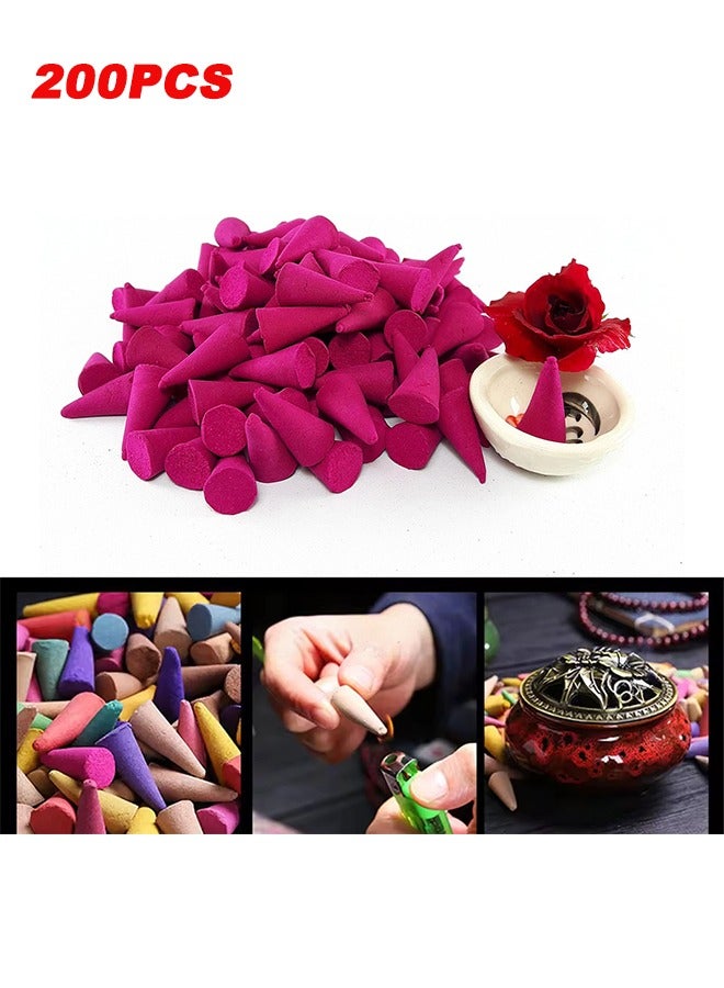 200 Stick Rose Scent Cone, Aromatherapy, Natural Incense, Remover Anxiety Relief Fragrance Incense Cone For Daily Life  - Image 1