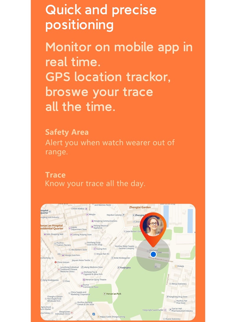 Kids Smart Watch for Children Elderly Watch for Senior Fall Detection GPS Positioning Sim Card SOS Phone Call Body Temperature Footprint Tracking Waterproof Heart Rate Blood Oxygen Pressure S10 - Image 2