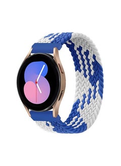 Generic SOLO Braided Fabric Band 22MM for Samsung Galaxy Watch 3 45mm/Huawei Watch GT3 46mm/GT2E/GT 46mm/GT2 Pro/GT2 46mm/Honor Magic Watch2 46mm/Amazfit GTR 4/GTR3/3 (Large, Blue White) 