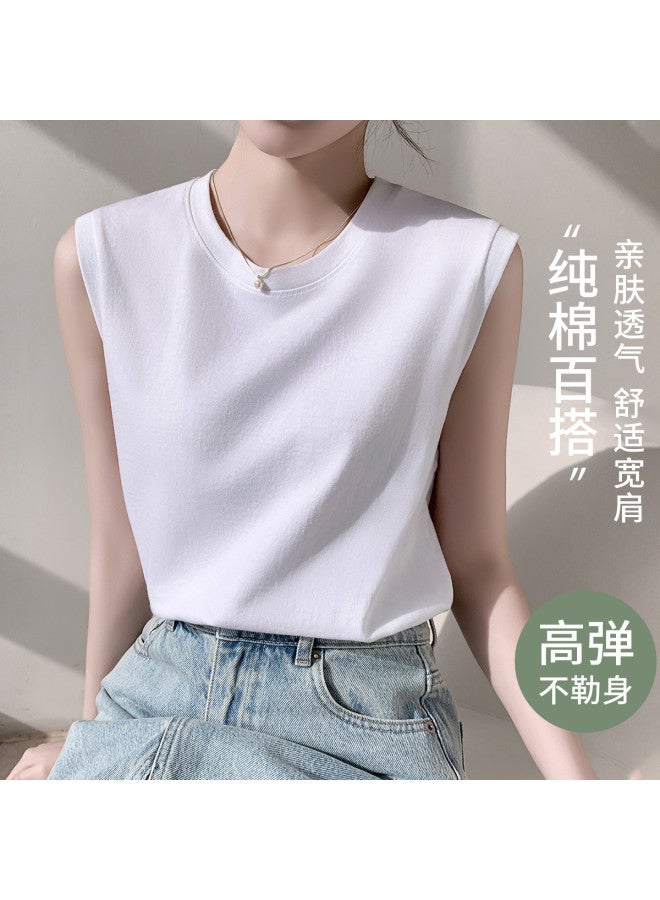 Hengyuanxiang Women'S Undershirt T-Shirt, All-Cotton Simple And Versatile Sleeveless Top For Women - Image 2