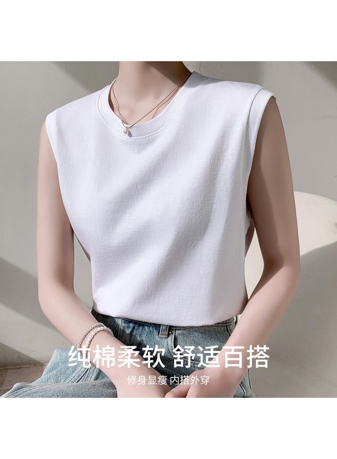 Hengyuanxiang Women'S Undershirt T-Shirt, All-Cotton Simple And Versatile Sleeveless Top For Women - Image 3