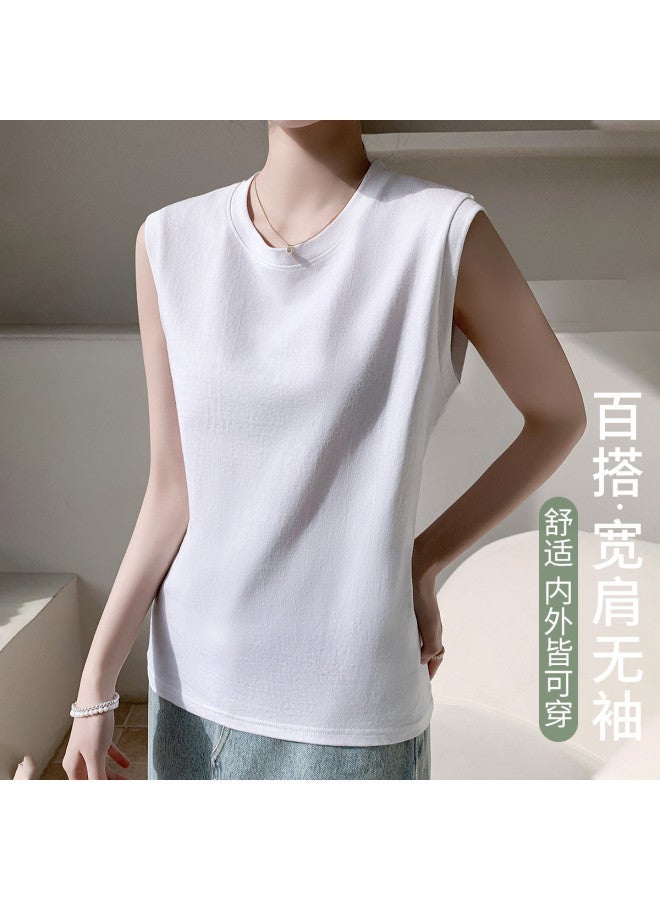 Hengyuanxiang Women'S Undershirt T-Shirt, All-Cotton Simple And Versatile Sleeveless Top For Women - Image 4
