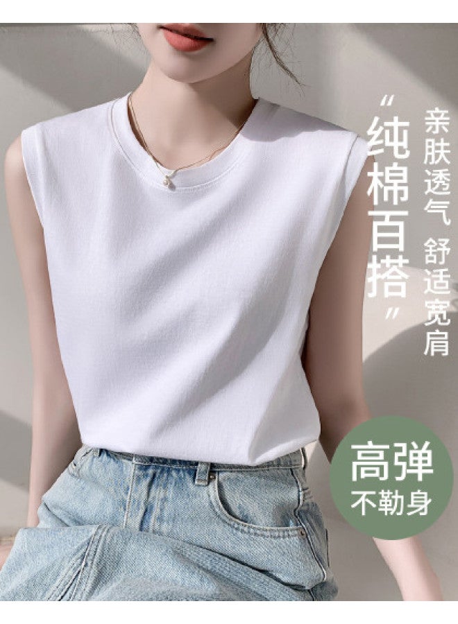 Hengyuanxiang Women'S Undershirt T-Shirt, All-Cotton Simple And Versatile Sleeveless Top For Women - Image 1