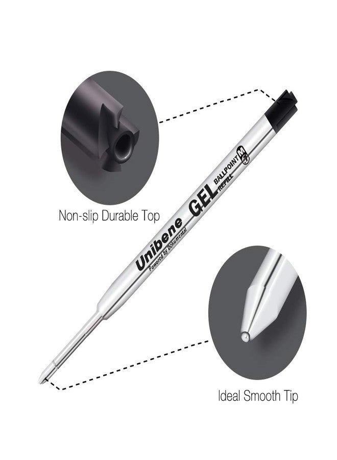 Unibene Parker Compatible Gel Ink Ballpoint Refills 12 Pack,0.7mm Medium Point- 6 Black&6 Blue, Smooth Writing Replaceable German Ink Tactical Pen Refills for Parker Ballpoint/UZI Pen - Image 2
