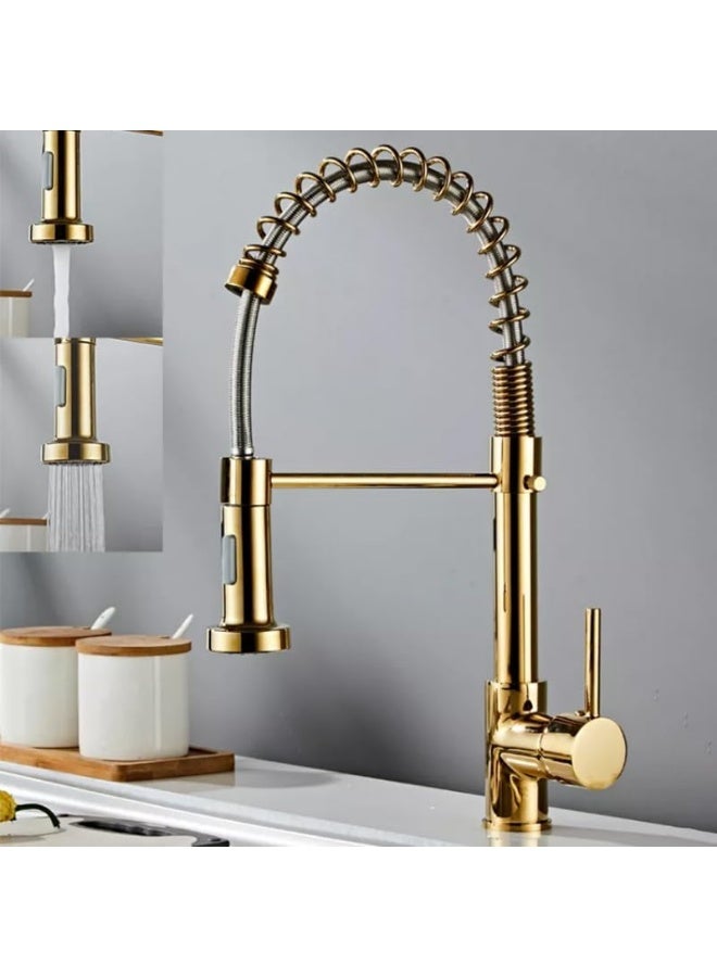 YD Professional Commercial Pull-Down Kitchen Faucet: High-Arc Spring Coil Design, Dual-Function Spray Head, Single-Handle Precision Control, Solid Brass Construction for Modern Culinary Workspaces. - Image 5