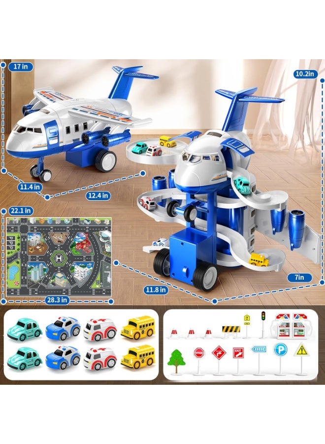 LBMT 2-in-1 Race Track and Plane Toy with 8 Small Car, Play Vehicles Playsets Toys with map for Kids Ages 3+, Toddlers Educational Toy, Birthday/Party Gifts for Boys Girls 3+ - Image 3