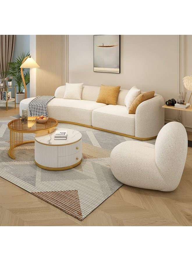 Ripple FURNITURE FLORA Homes Modern Curved Sectional Sofa Set with Accent Chair and Storage Coffee Tables - Image 1