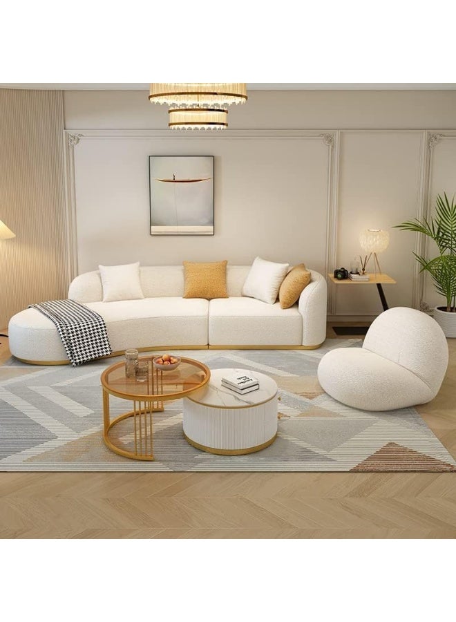 Ripple FURNITURE FLORA Homes Modern Curved Sectional Sofa Set with Accent Chair and Storage Coffee Tables - Image 4