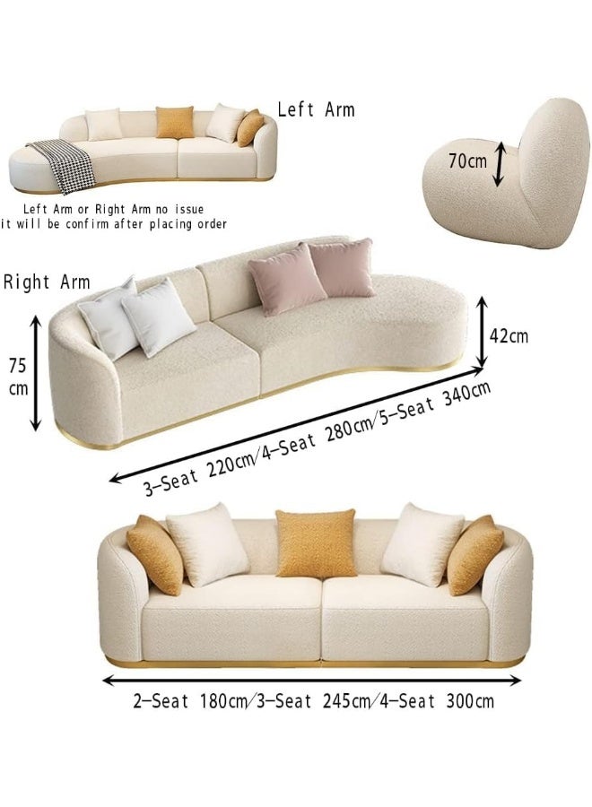 Ripple FURNITURE FLORA Homes Modern Curved Sectional Sofa Set with Accent Chair and Storage Coffee Tables - Image 2