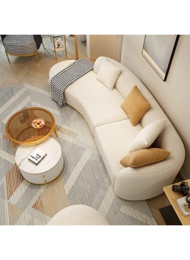 Ripple FURNITURE FLORA Homes Modern Curved Sectional Sofa Set with Accent Chair and Storage Coffee Tables - Image 5