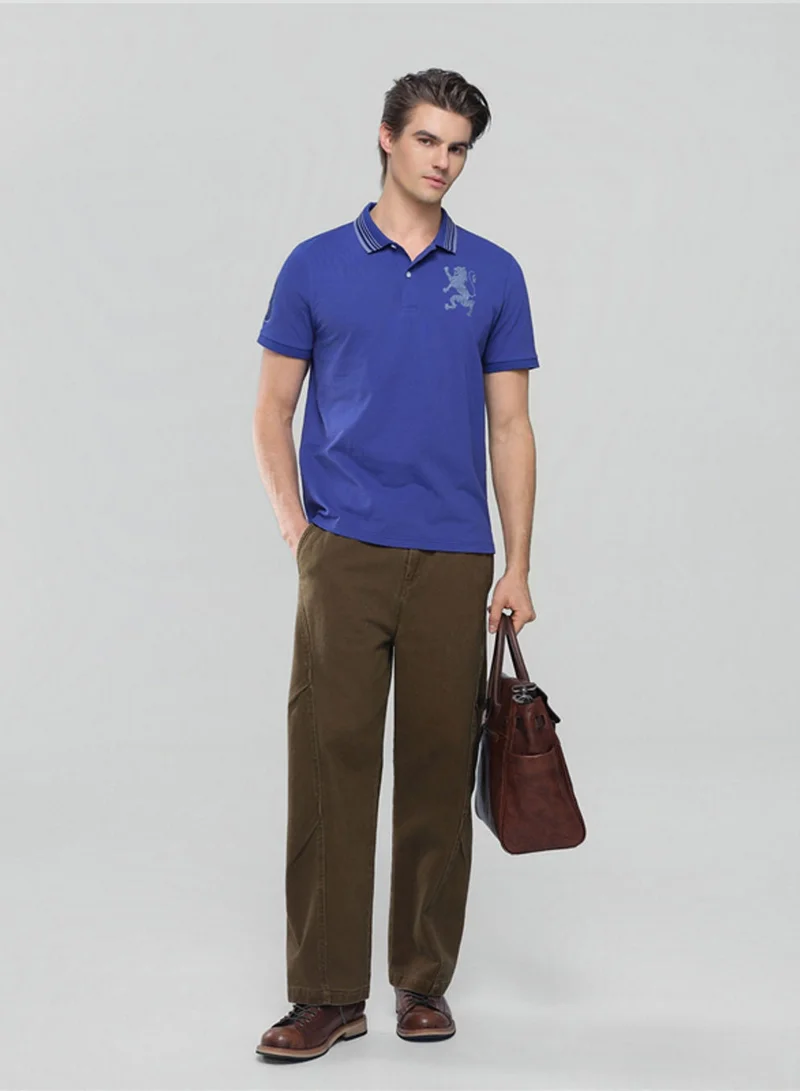 جيوردانو Men’s Cotton Slim Polo with 3D Lion Embroidery
