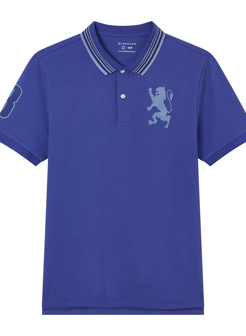 GIORDANO  Men’s Cotton Slim Polo with 3D Lion Embroidery for Men | Best Price UAE