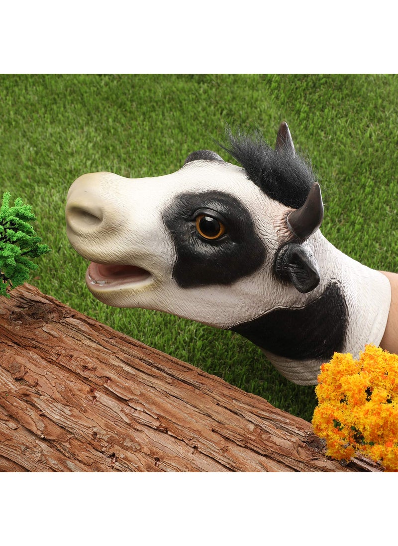 Yolococa Yolococa Cow Hand Puppet Realistic Latex Soft Animal Toy Storytelling Role Play Party Supplies for Kids  - Image 2