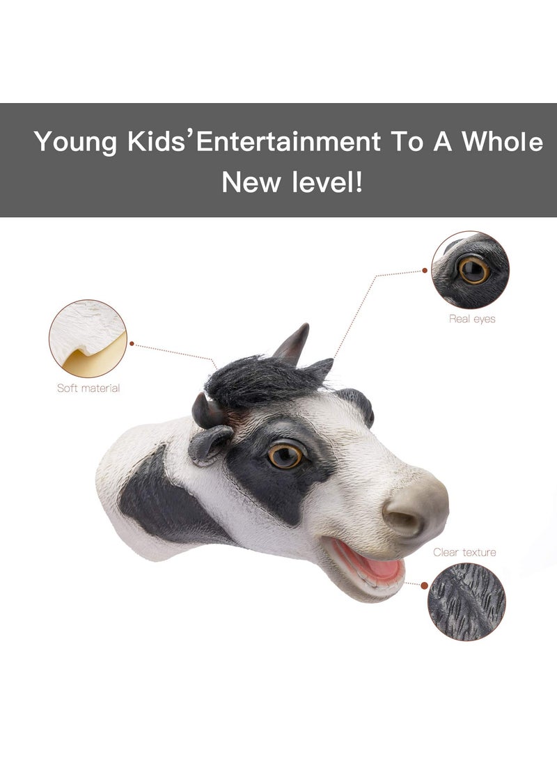 Yolococa Yolococa Cow Hand Puppet Realistic Latex Soft Animal Toy Storytelling Role Play Party Supplies for Kids  - Image 3