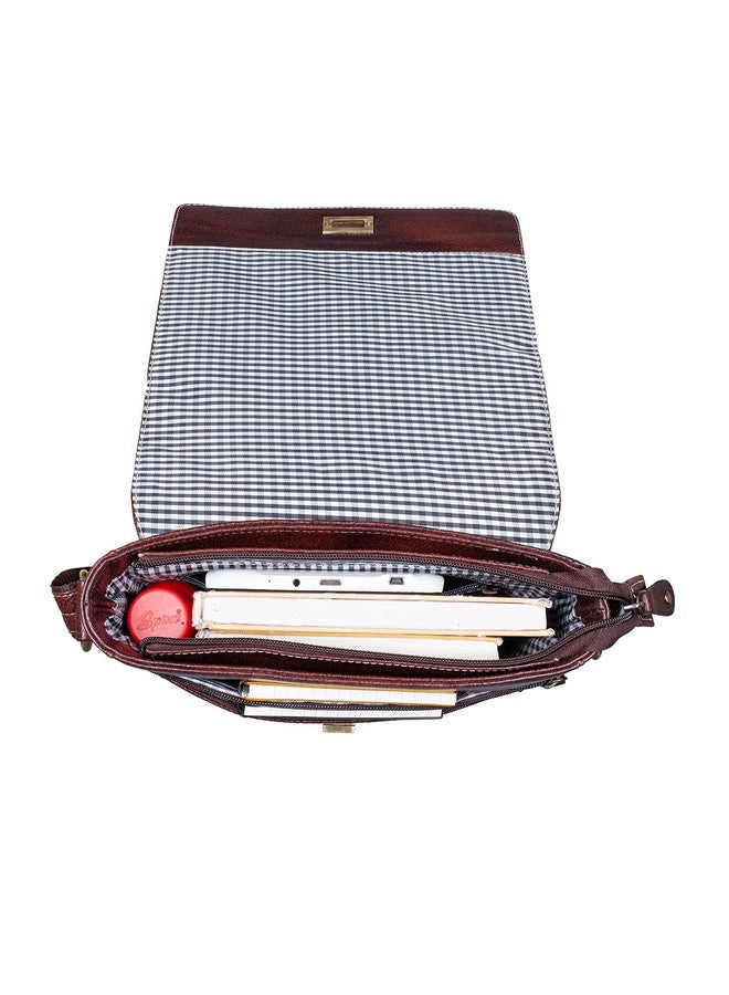 Brand Leather حقيبة جلدية للرجال والنساء (بني) - Image 5