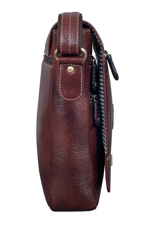 Brand Leather حقيبة جلدية للرجال والنساء (بني) - Image 3