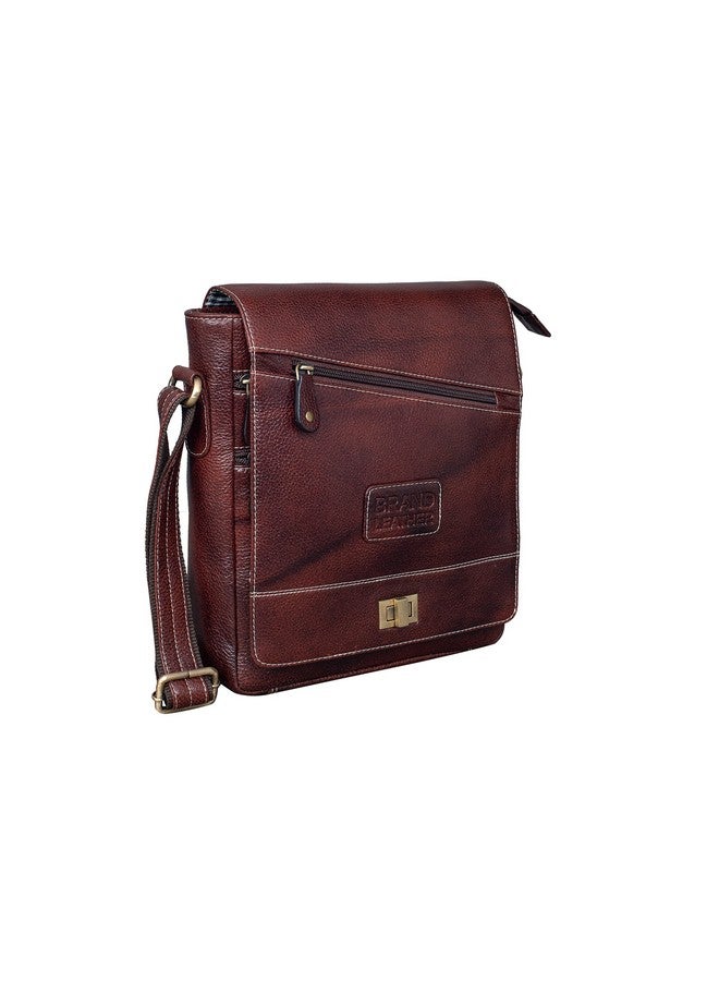 Brand Leather حقيبة جلدية للرجال والنساء (بني) - Image 1