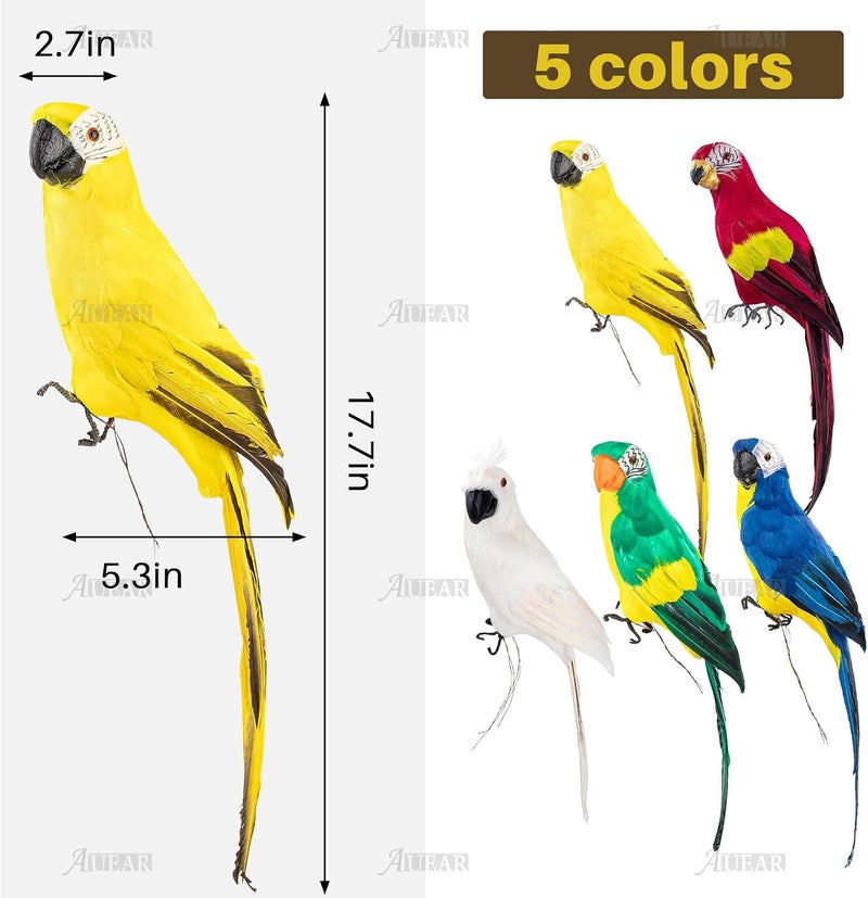 AUEAR, 17.7 Inch Yellow Lifelike Artificial Birds Feathered Fake Shoulder Parrot Decor Model for Decoration Craft - Image 5