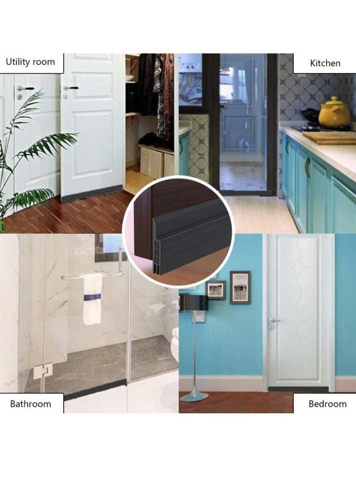 Door Draft stopper, Bottom Seal for Exterior & Interior Doors Blocker for Insects Dust Noise and weather Stripping 2”W x 39”L-BLACK.