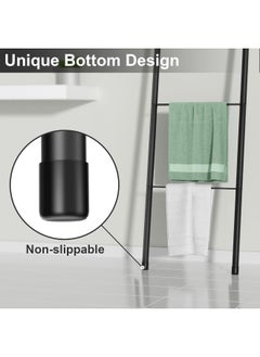 pickpiff Pickpiff Black Metal Blanket Ladder - Free Standing Wall Leaning Ladder Towel Rack for Decorative Bathroom, Living Room, Kitchen, Holder for Towels, Blankets, Throw Blankets, Quits(4-Tiers, Black)  - Image 4