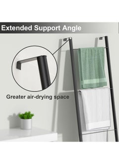 pickpiff Pickpiff Black Metal Blanket Ladder - Free Standing Wall Leaning Ladder Towel Rack for Decorative Bathroom, Living Room, Kitchen, Holder for Towels, Blankets, Throw Blankets, Quits(4-Tiers, Black)  - Image 3