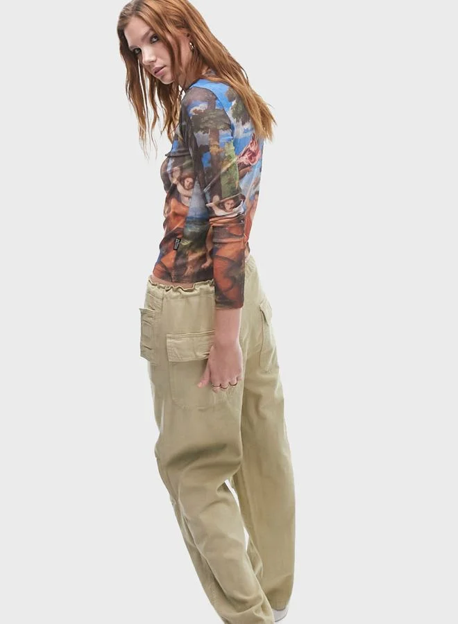 TOPSHOP Crew Neck Graphic Detail Top